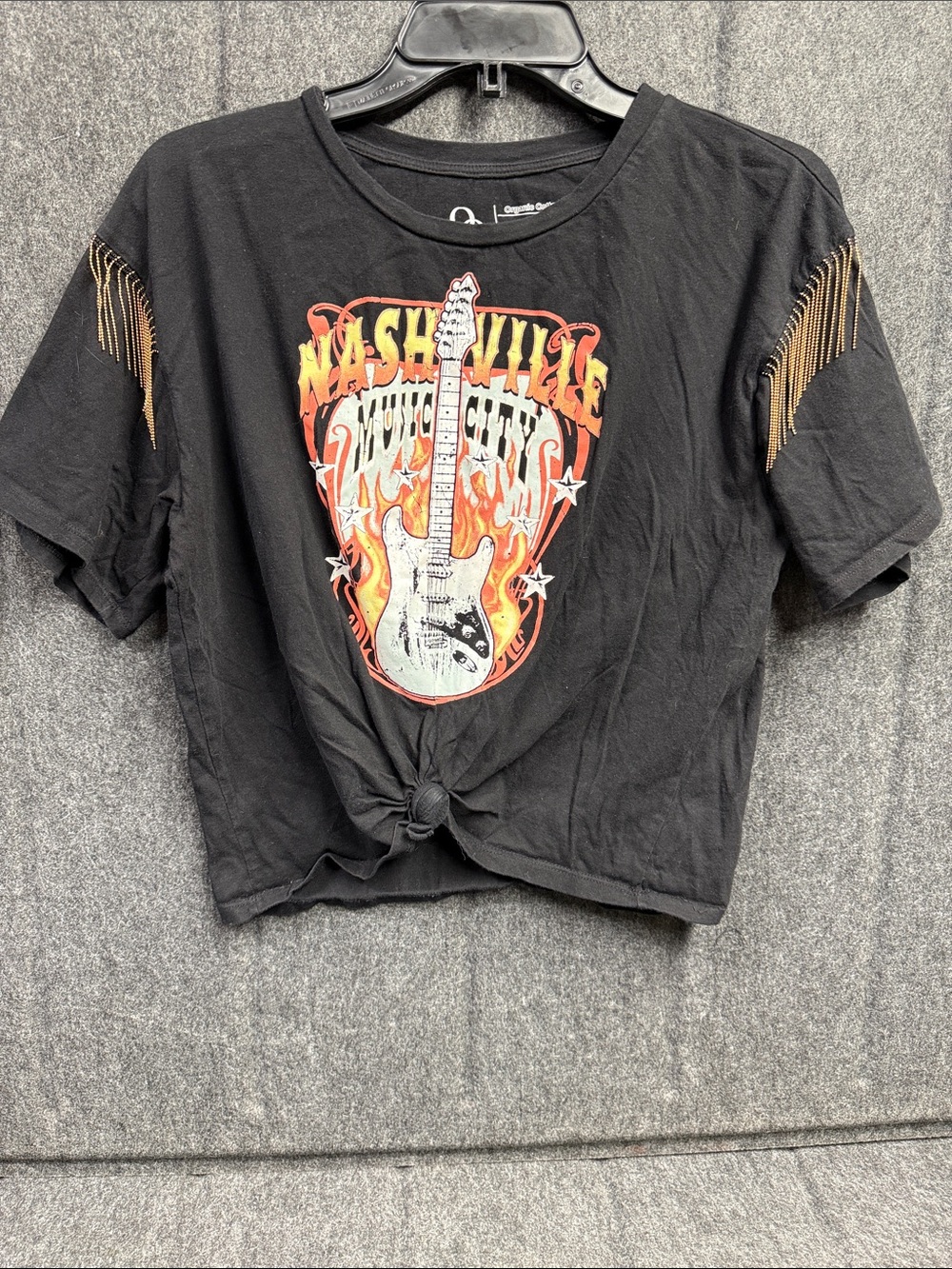 Nashville Graphic Knot-Front Short Sleeve Tee - Black